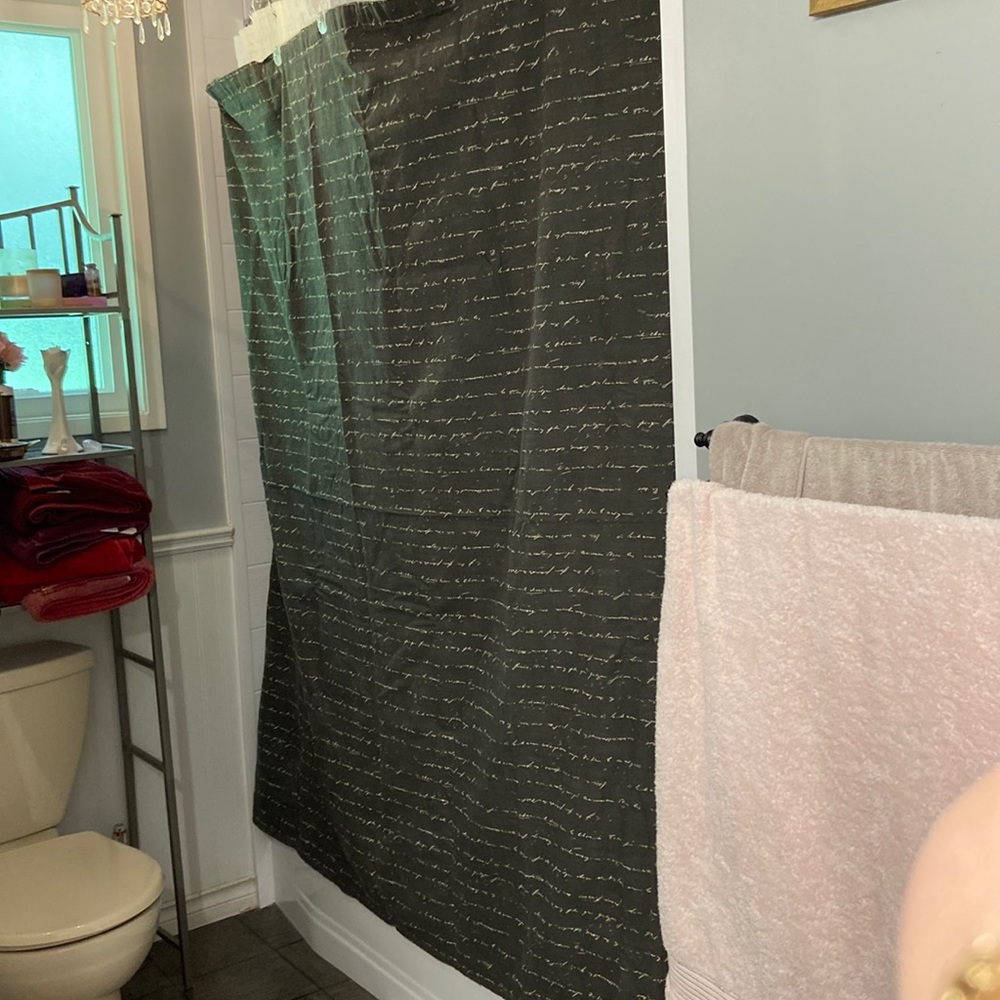 TARGET French Script cursive writing shower curtain